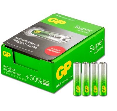 Батарейки GP Super alkaline ААА мизинчиковые 4 шт. ― cena-optom.ru - Всё по одной цене